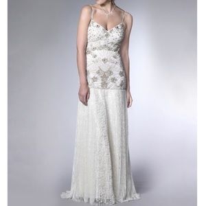 Sue Wong Gown with beading and Lace Skirt, sz 10